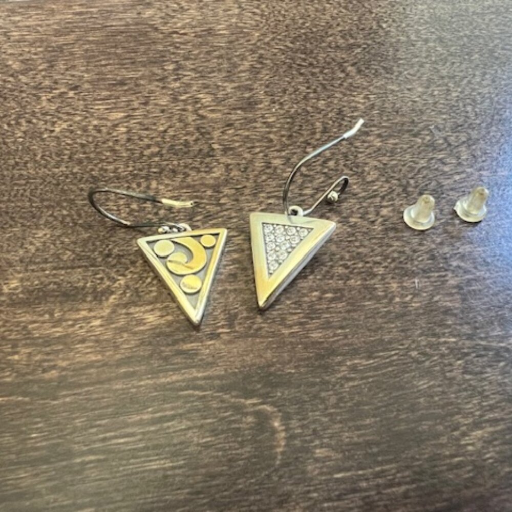 Brighton “Contempo Ice” Reversible Triangle Earrings – Silver + Crystal